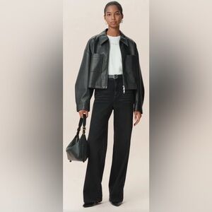 Fabrique Women’s Lauren Straight Leg Jeans in Black Cotton Denim Size XS NWOT